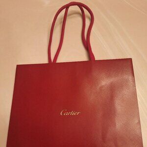 Authentic Cartier Classic Red Shopping Gift Bag w/Cord Handle 10 X 9 X 3.5 - New